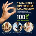 Magnesium Glycinate 500mg, 12-in-1 Magnesium Complex, 120 Capsules | Includes Magnesium Glycinate, Citrate, Taurate, Orotate and other complementary magnesium forms for daily nutrition