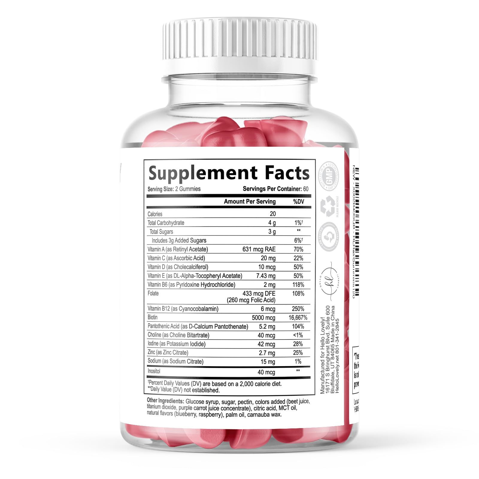 Hair Vitamins Gummies for Hair Growth - Hair, Skin & Nails Beauty Complex with 5000mcg Biotin per Serving - Supports Thicker, Stronger, Radiant-Looking Hair for Women & Men, Berry Flavor - 120 Gummies