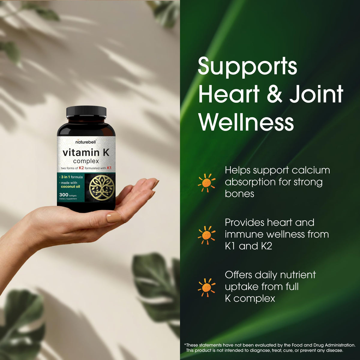 NatureBell Vitamin K Complex 2,600mcg, 300 Softgels
