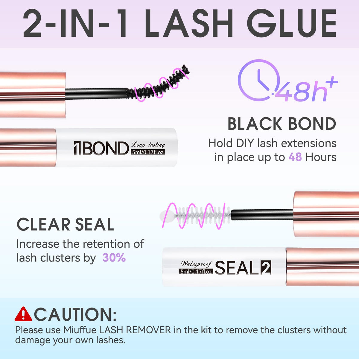 3 PCS Lash Kit Bond and Seal with Eyelash Tweezers Remover Kit