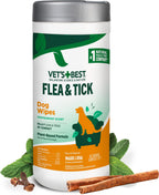 Vet's Best Flea & Tick Wipes for Dogs, Plant-Based, Pest Control, 50 Count