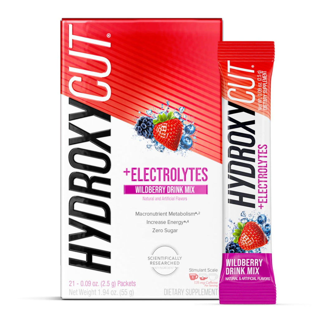 Hydroxycut Drink Mix, Advanced Result, Wildberry Blast, 21 Stick Packs | Metabolism and Energy Support Supplement, C. Canephora Robusta Extract, 135 mg Caffeine and B Vitamins, for Men and Women