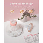 Nuliie 8010 Manual Breast Pump, Adjustable Suction with Temperature-Indicating Bottle, 6oz Wide-Neck Bottle, Narrow-Neck Adapter, Hand Pump Breastmilk with Flanges, BPA-Free, Heat Resistant