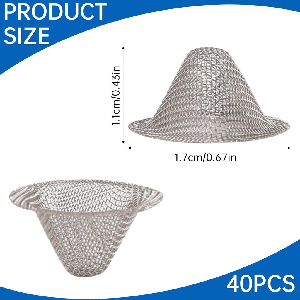 40 Pieces Pipe Screens,1/2 Inch Stainless Steel Bowl Screens Filters Conical Design Metal Filters 0.5 Inch Mini Metal Clean Screen Reusable Filters Self-Adjustable Size Filter