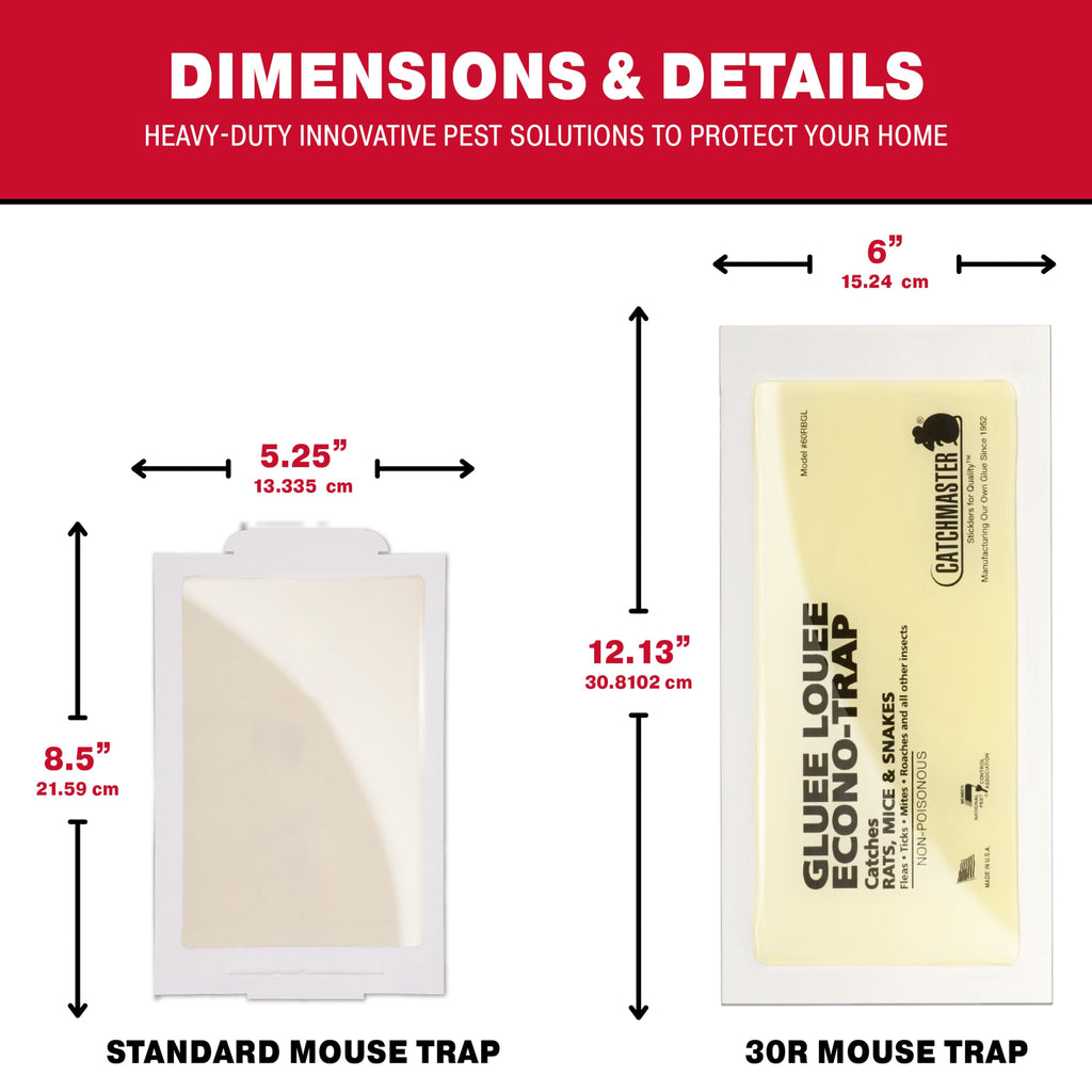 Catchmaster Gluee Louee XL Rat & Mouse Glue Traps 30 Pack, Bulk Heavy Duty