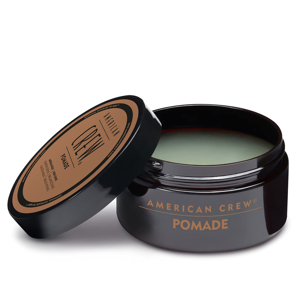 American Crew POMADE FOR HOLD AND SHINE 3 OZ for Men | Water-based pomade for sleek, slicked-back looks. Flexible alternative to styling gel. Medium hold, high shine.