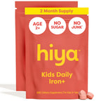 Hiya Iron+ Supplements for Kids, No Added Sugar, 60 Day Supply, Strawberry | Third Party Tested, Chewable High Absorption Iron Supplement Refill, Delicious Strawberry Flavor & Easy on Children's Stomach