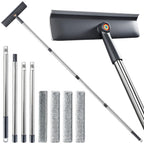 3-in-1 Window Squeegee for Home - 60" Window Cleaning Kit with 3 Microfiber Cloths & Screen Brush, All-in-1 Cleaner Tool for Outdoor Windows, Glass Door & Screens, Lightweight & Easy Storage