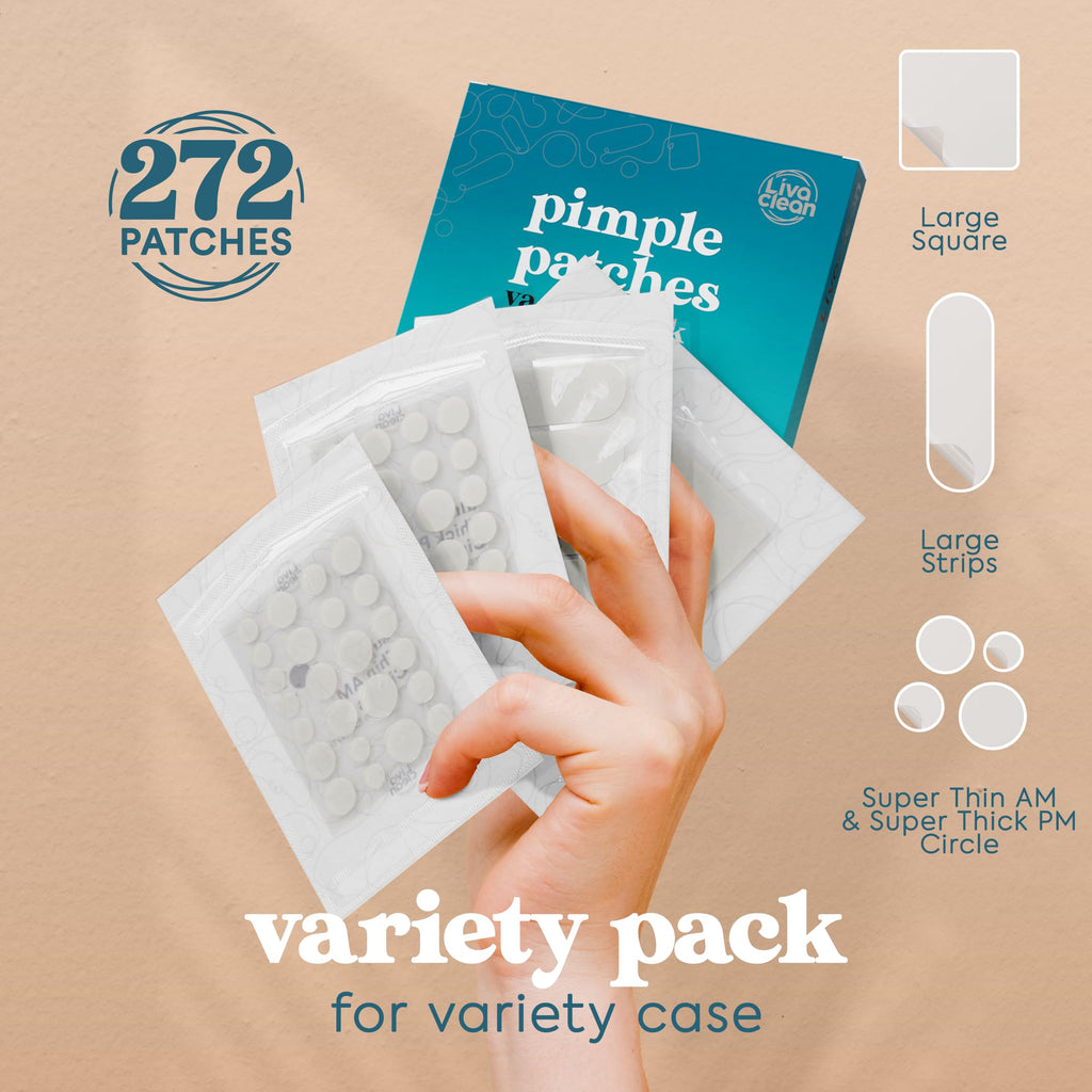 272 CT Large Pimple Patches for Face - 10 Sizes Variety Pack Zit Patches w/ Salicylic Acid, Tea Tree, Calendula Oil - Pimple Patches Large Acne Patches for Face Chin and Body - Dark Spot Patches