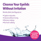 iVIZIA Micellar Eyelid Cleanser, 3.3 fl oz (100ml) | Micellar, Lifts oils and makeup, No Rinse, Gentle Eye Makeup Remover, Economical bottle for eyelids, BAK-free