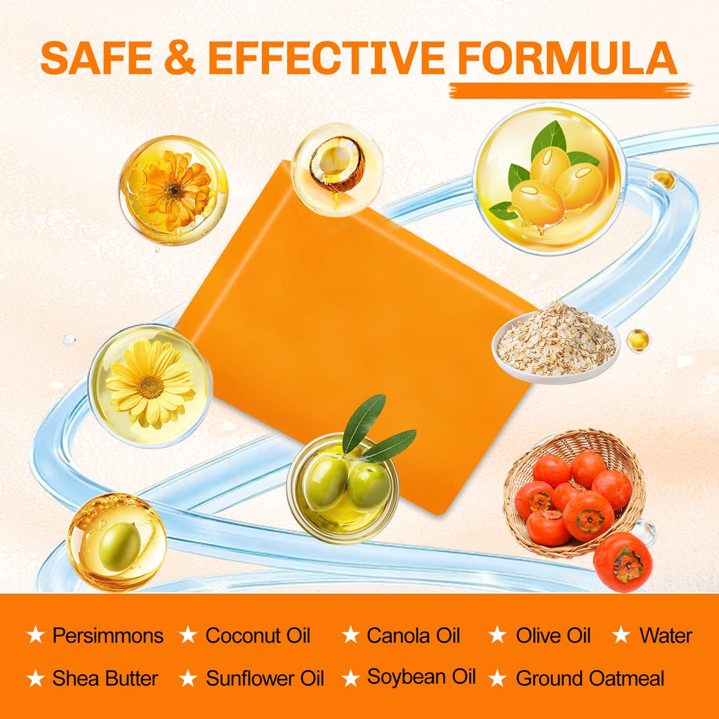 5 Pcs Persimmon Soap for Old People Smell, Persimmon Soap Bar for Body Odor Control, Natural Organic Deodorant Body Wash Soap for Women & Men