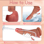 6.9" Squirting Realistic Dildo Sex Toy, Movable Foreskin Strap On Dildos with Strong Suction Cup, Silicone Aanl Dildo Ejaculating Toy for Beginners Vagina Anal Stimulation, Adult Sex Toys for Couple