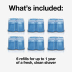 Braun Clean & Renew Refill Cartridges CCR, Replacement Shaver Cleaner Solution for Clean&Charge Cleaning System, Pack of 6