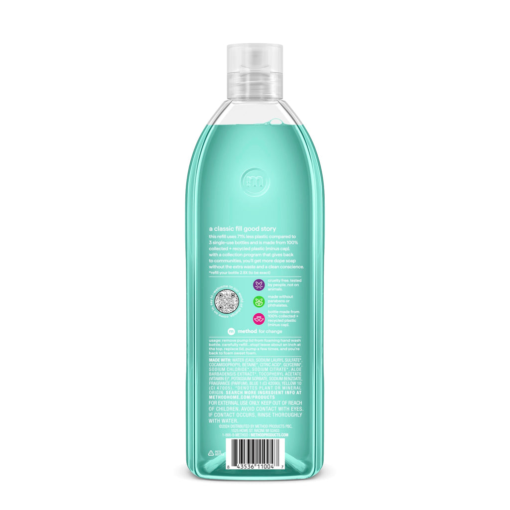 method Foaming Hand Wash Refill, Waterfall, 28 fl oz | Refills Up to 3X, Hydrates & Softens Skin, Designed for Gentle Everyday Cleansing, With Notes of Water Lily & Sandalwood