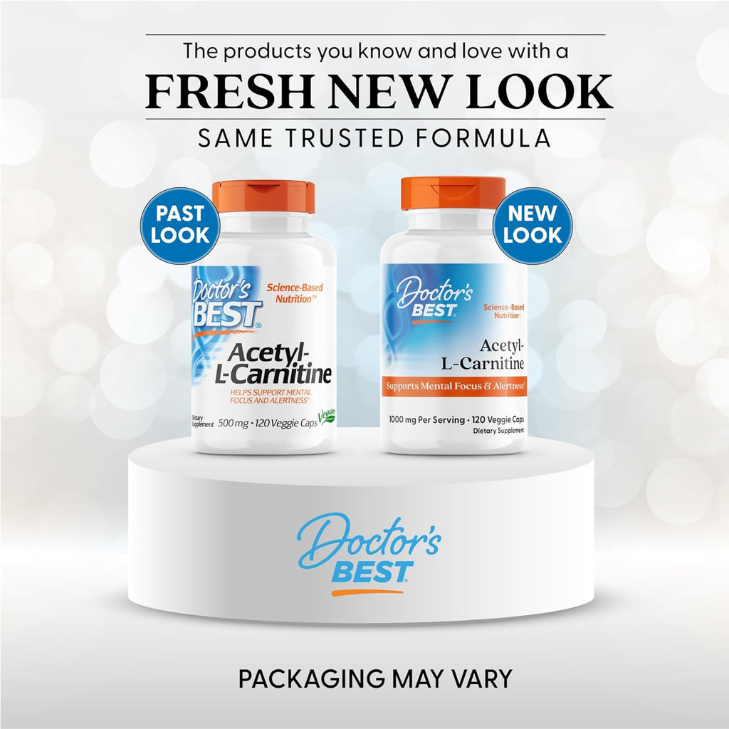 Buy now Doctors Best Acetyl-L-Carnitine, Supports Mental Focus & Alertness, Non-GMO, Gluten Free, Soy Free, Vegan 120 Veggie Caps at indiglob india