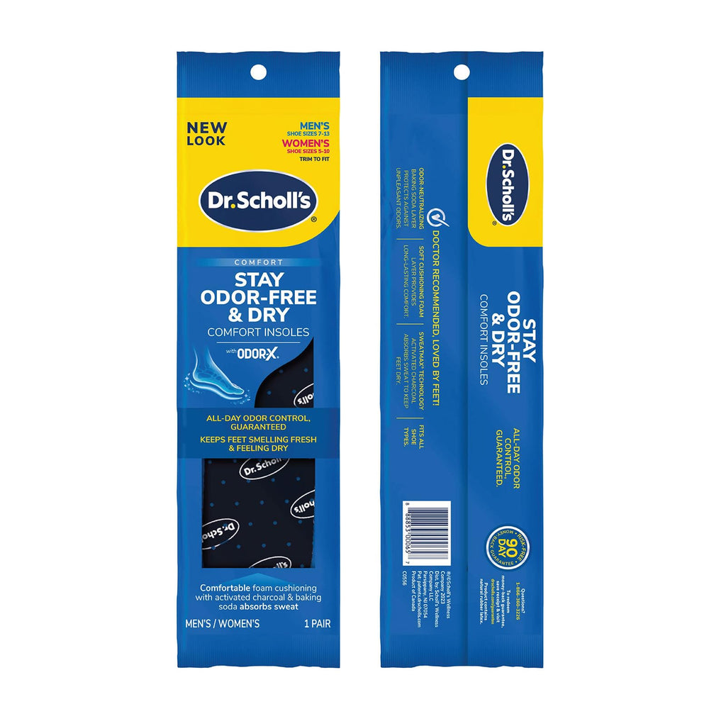 Buy now Dr. Scholl'sÂ® Stay Odor-Free & Dry Comfort Insoles with Odor-XÂ®, Unisex Inserts, 1 Pair, Full Length Trim to Fit Men's Shoe Sizes (7-13) and Women's Shoe Sizes (5-10) at indiglob india
