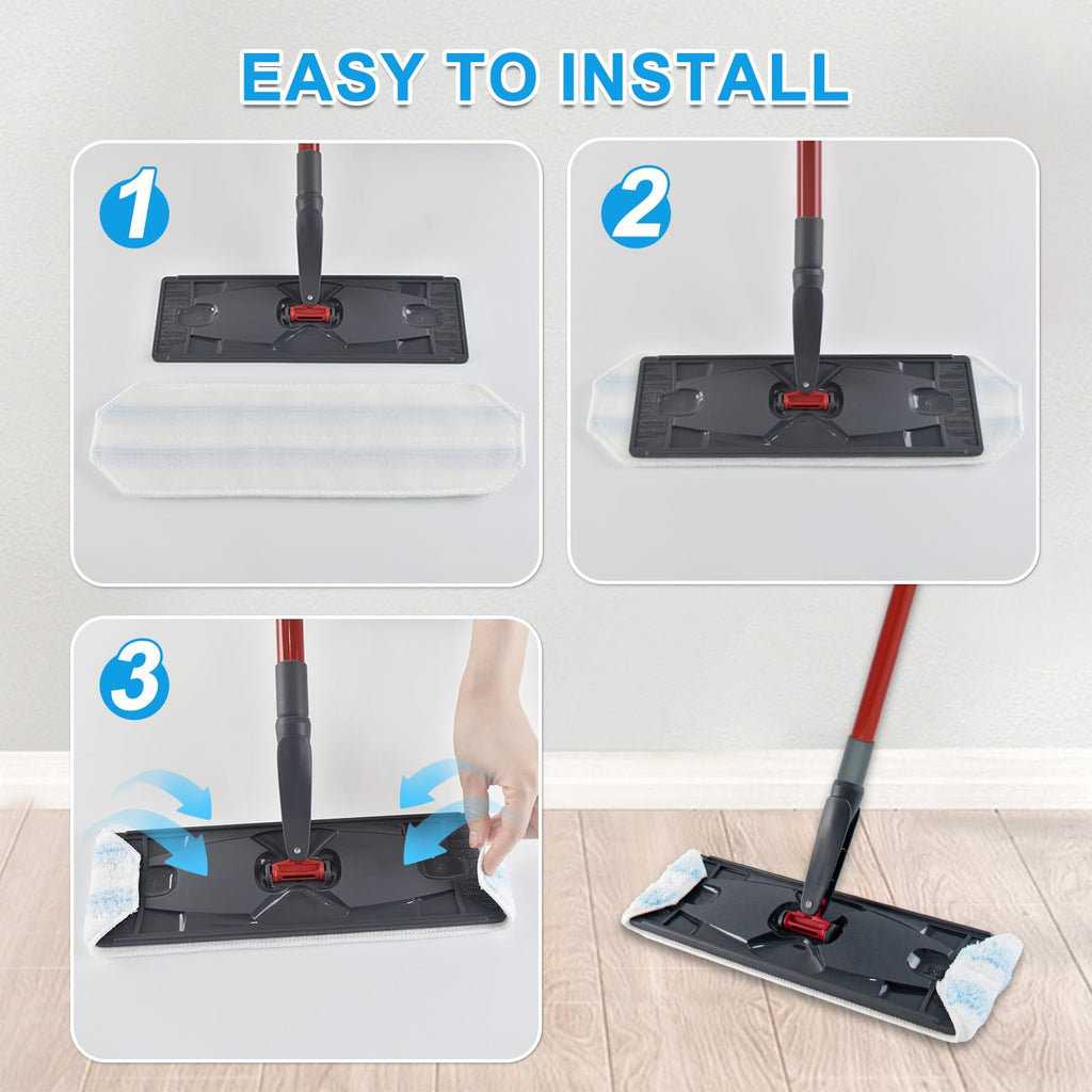 Mop Replacement Pads for Ocedar H2prO Flat Mop, 4 Pack Mop Refills for O-Cedar H2pro Flat Mop, Machine Washable Reusable Microfiber Mop Heads Replacements for Ocedar H2 Pro Mop