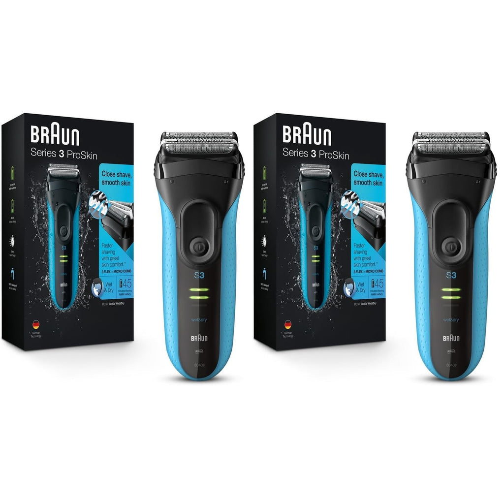 Braun Electric Series 3 Razor with Precision Trimmer, Rechargeable, Wet & Dry Foil Shaver for Men, Blue/Black, 4 Piece | Precision Trimmer, Rechargeable, Wet & Dry, Foil Shaver, 4 Piece