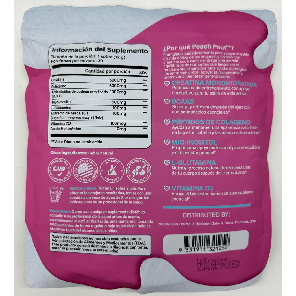 Creatine for Women – Micronized Creatine Monohydrate Powder with Collagen, BCAA, Myo-Inositol & Vitamin D3 – Muscle Growth, Strength & Energy Support – Pre & Post Workout – Peach Flavor, 30 Servings