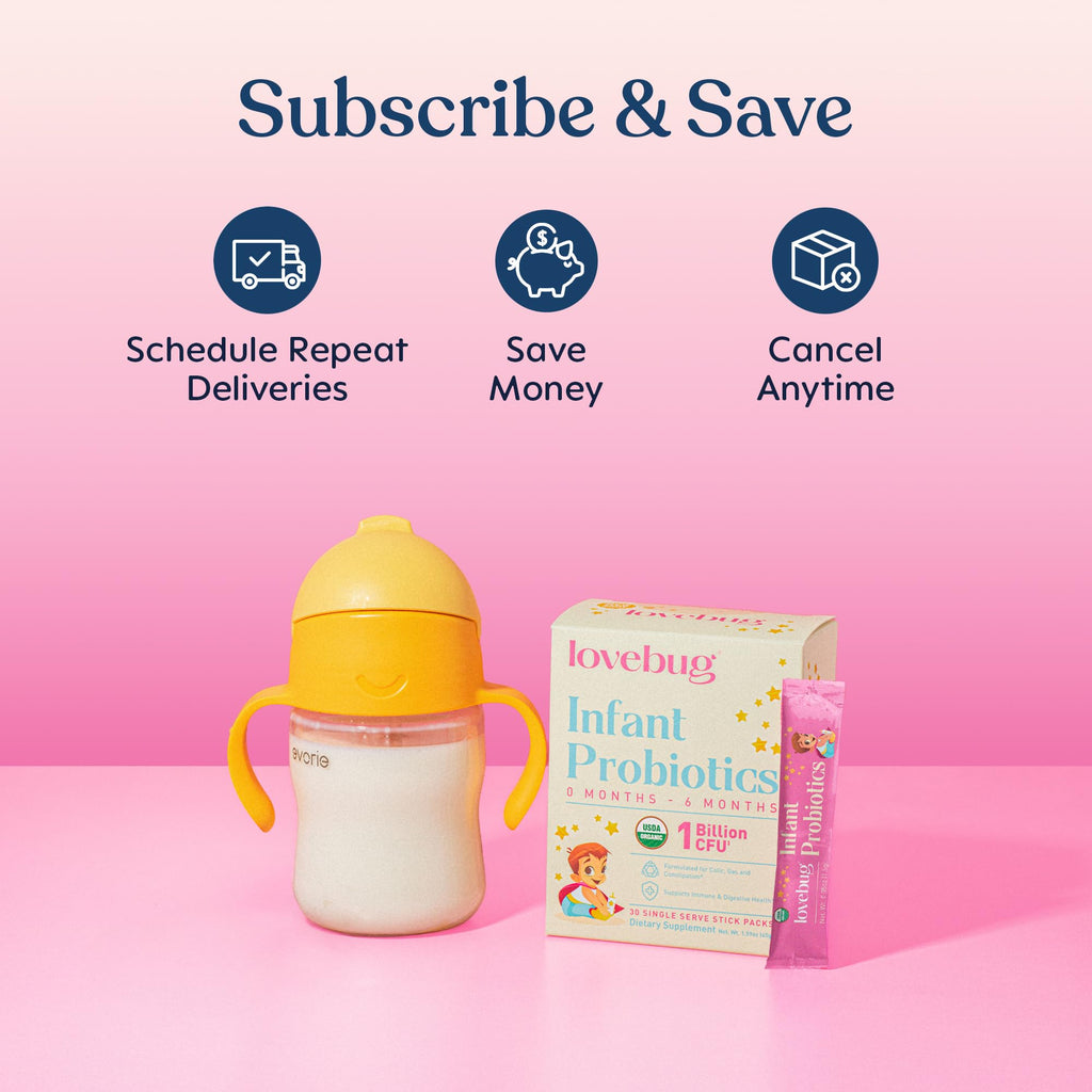 LOVEBUG Infant Probiotics 0-6 Months - USDA Organic Probiotics for Babies, Supports Baby Gas, Colic, Reflux, Diarrhea and Newborn Constipation Relief, Allergen & Sugar Free, Tasteless Powder, 30 Pack