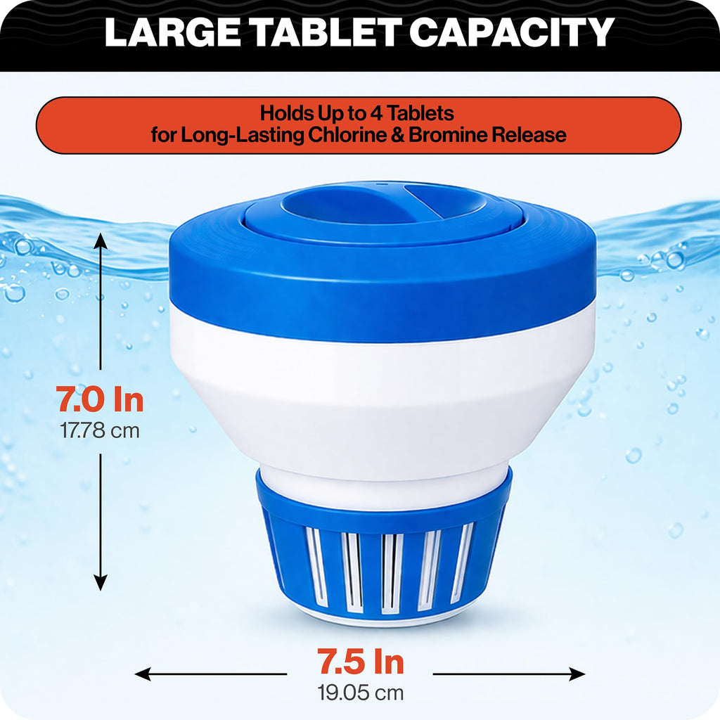 Swimables 3" Chlorine Tablet Floater, Pool Chlorine Floater for 3 Inch Tablets, Floating Dispenser & Pool Chlorine Dispenser, Adjustable Chlorine Floater for Pool, Hot Tub Chlorine Floater & Spas