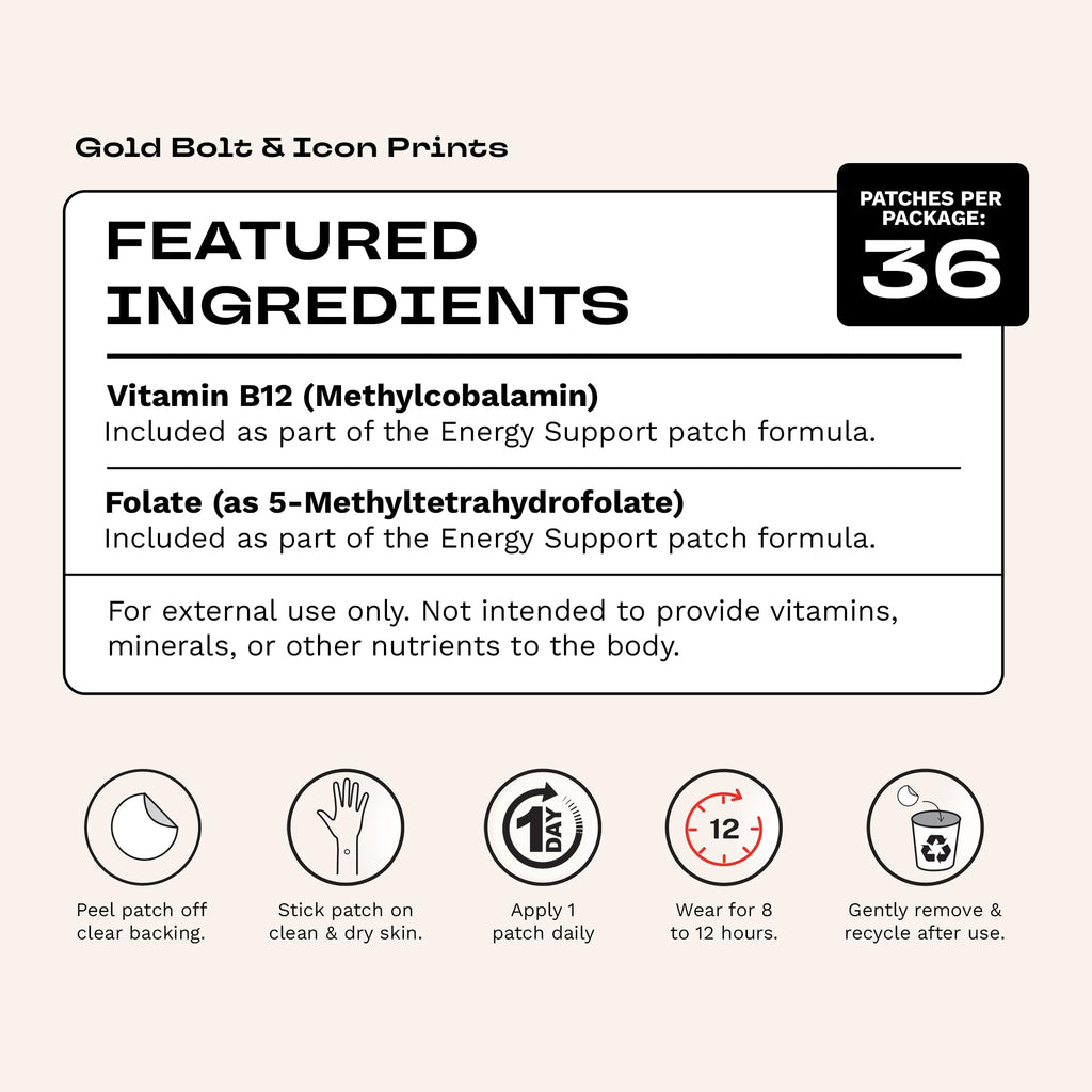 barrière Energy Boost Vitamin B12 & Folate Patches – 36 Count