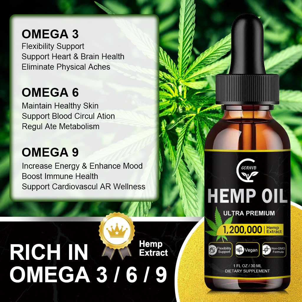(2-Pack) High Potency Hemp Oil - Maximum Strength, Immune System Support, Focus Calm, Relaxation, Mood, Pure Extract, Organic, Vegan, Gluten-Free
