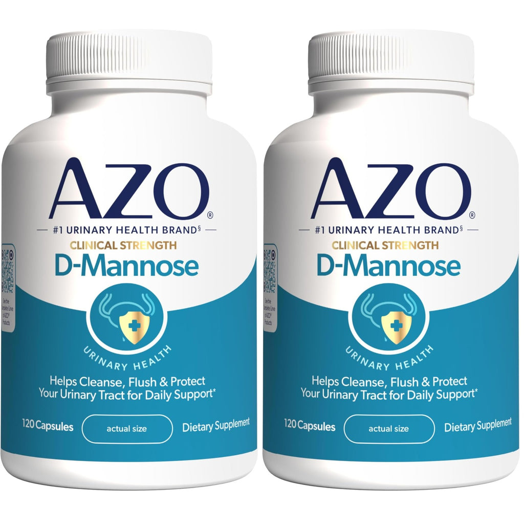 AZO D-Mannose Supplement for Women & Men, Clinical Strength, 120 Capsules | D-Mannose Pills, Urinary Tract Health, Cleanse Flush & Protect* Daily Support, 2000mg per serving, Clinically Studied Amount