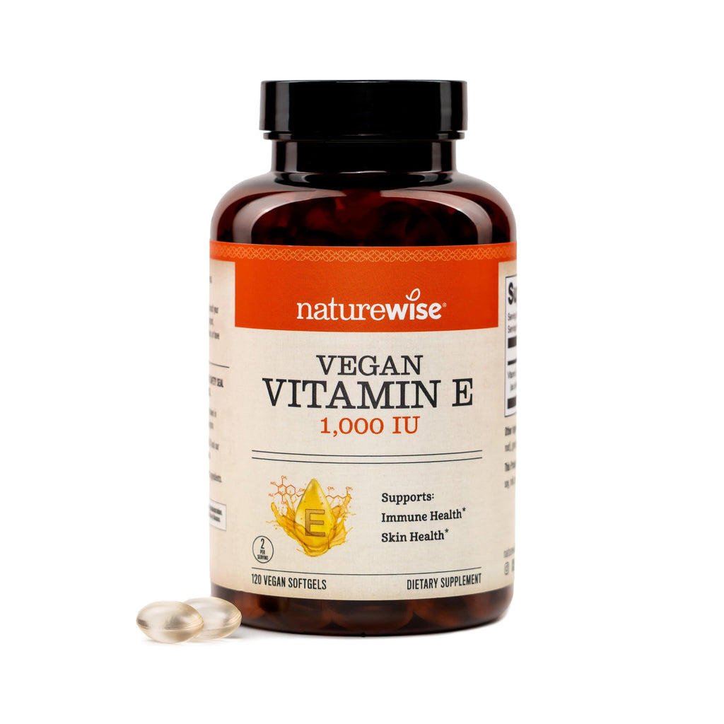 NatureWise Vitamin E 1000 IU Softgels (450mg dL-Alpha) - Vegan, Gluten-Free, Soy-Free, Non-GMO Antioxidant Dietary Supplement for Skin, Heart, Eye, and Immune Health Support - 60-Day Supply, 120 Count