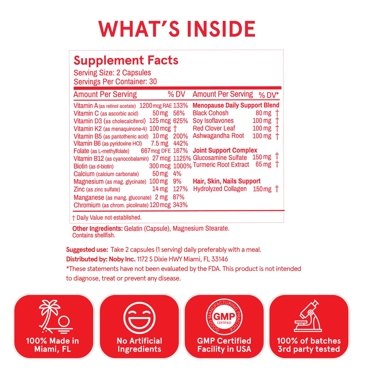 Peach Perfect Menopause Multivitamin | 21 Vitamins for Women 45+ | Black Cohosh, Ashwagandha, Vitamin D3+K2, Probiotics & Collagen | Support for Hot Flashes, Mood Swings, Joint & Skin Health | 30 SVG