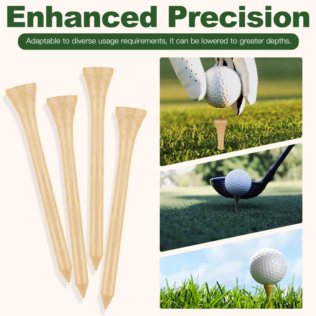 Guirnd 150PCS Professional Wooden Golf Tees 2 3/4 inch Biodegradable Bamboo Golf Tees, Stable and Reliable, Available in Natural Color
