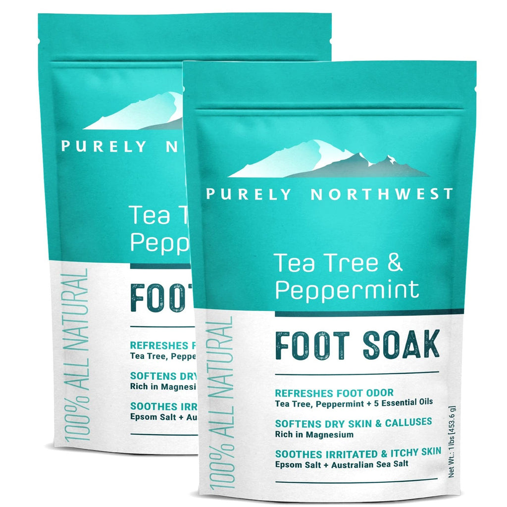 Purely Northwest-Tea Tree, Peppermint, MSM & Epsom Salt Foot Soak-for Stubborn Foot Odor, Burning & Itching associated with Athletes Foot- Softens Dry Skin & Calloused Heels-1 Pound
