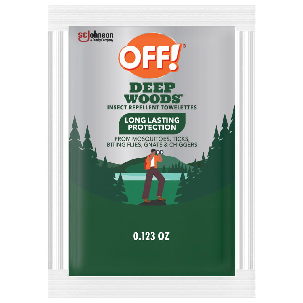 OFF! Deep Woods Mosquito and Insect Repellent Wipes, Long lasting, 12 Individually Wrapped Wipes (Pack of 1)