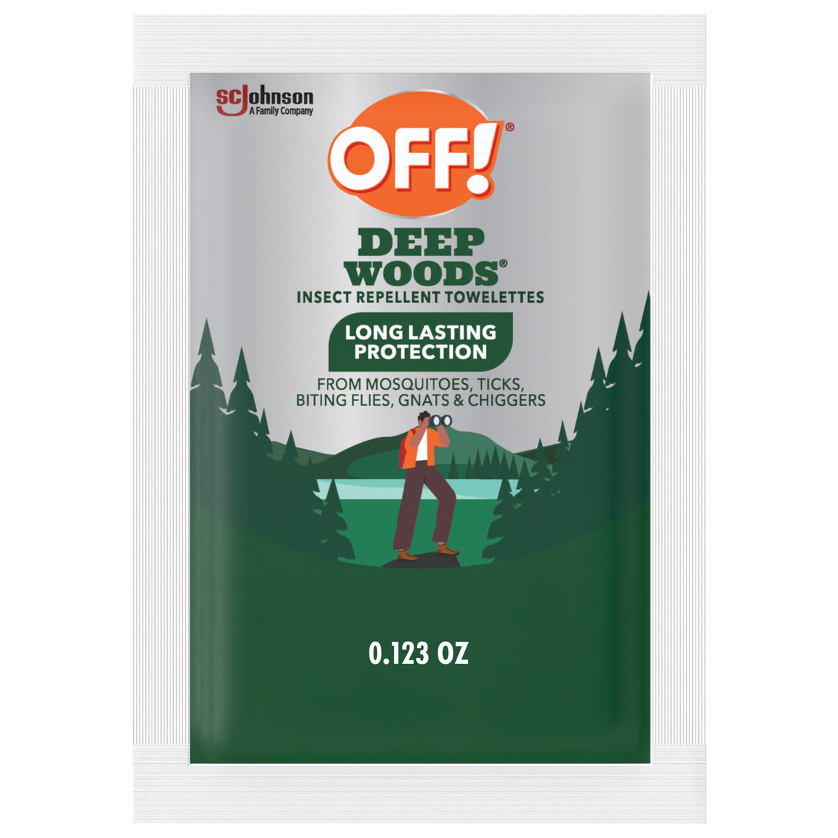 OFF! Deep Woods Mosquito and Insect Repellent Wipes, Long lasting, 12 Individually Wrapped Wipes (Pack of 1)