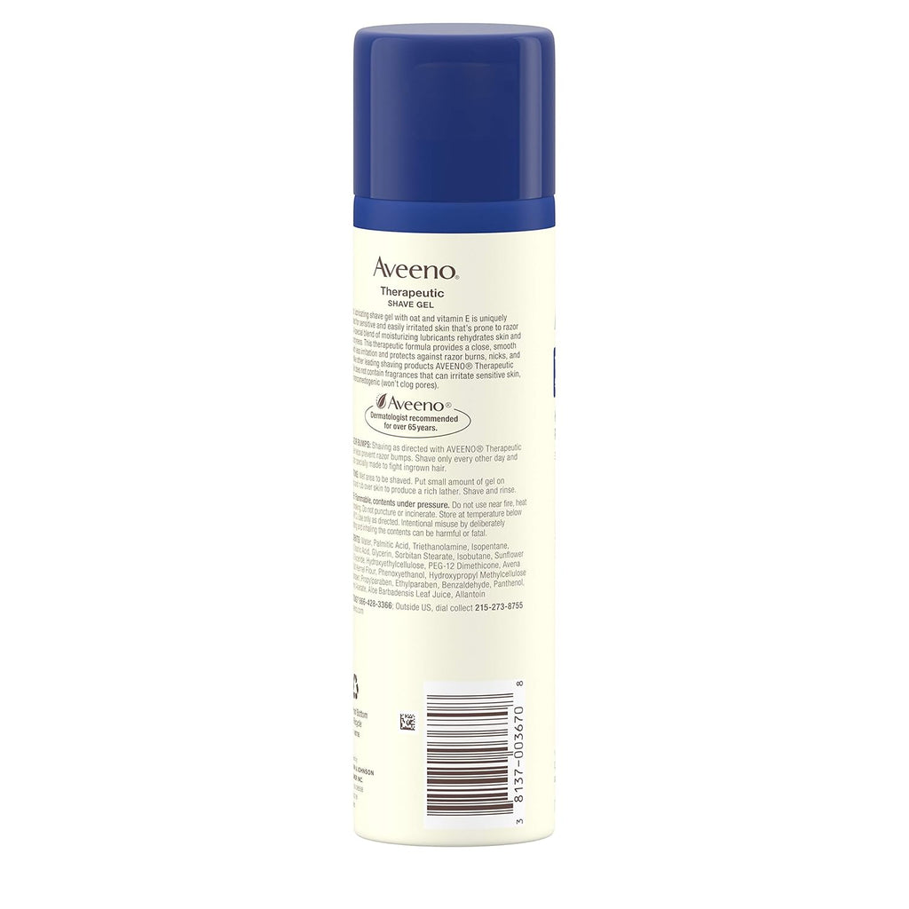 Buy now Aveeno Therapeutic Shave Gel with Oat and Vitamin E to Help Prevent Razor Bumps and Soothe Dry and Sensitive Skin, No Added Fragrances and Non-Comedogenic, 7 oz at indiglob india