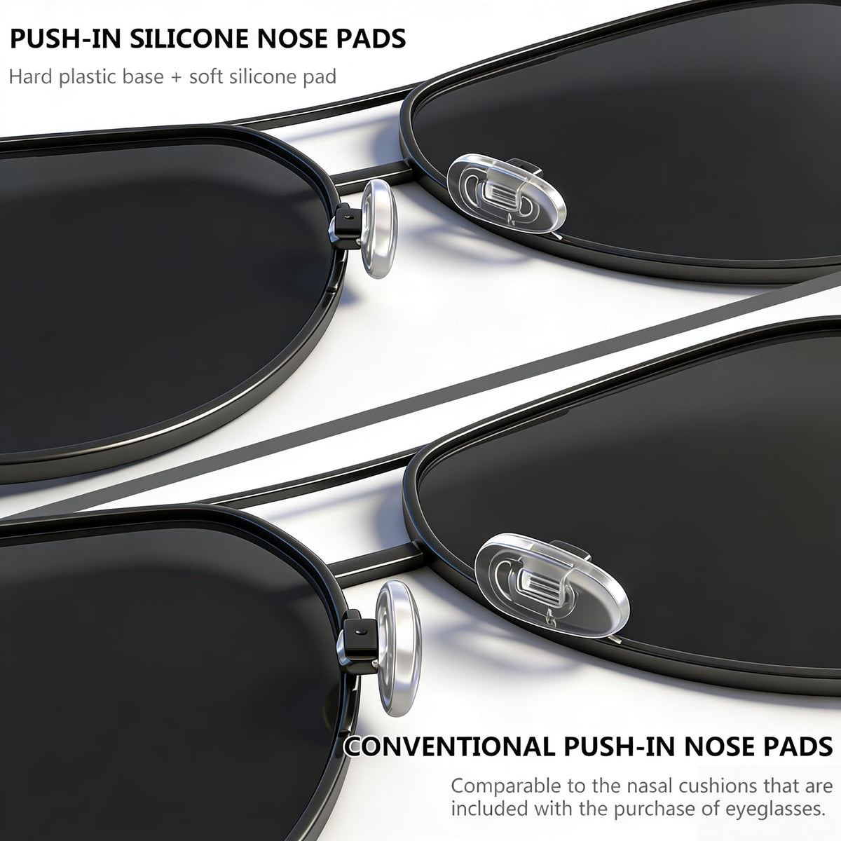 Push-in Eyeglass Nose Pads - PFDHQS 18 Pairs Glasses Nose Pads Replacement Kit - 6 Options Available for Replacing and Having Spare Nose Pads for Sunglasses