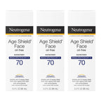 Buy now Neutrogena Age Shield Face Oil-Free Sunscreen Lotion with Broad Spectrum SPF 70, Non-Comedogenic Moisturizing Sunscreen to Help Prevent Signs of Aging, PABA-Free, 3 fl. oz (Pack of 3) at indiglob india