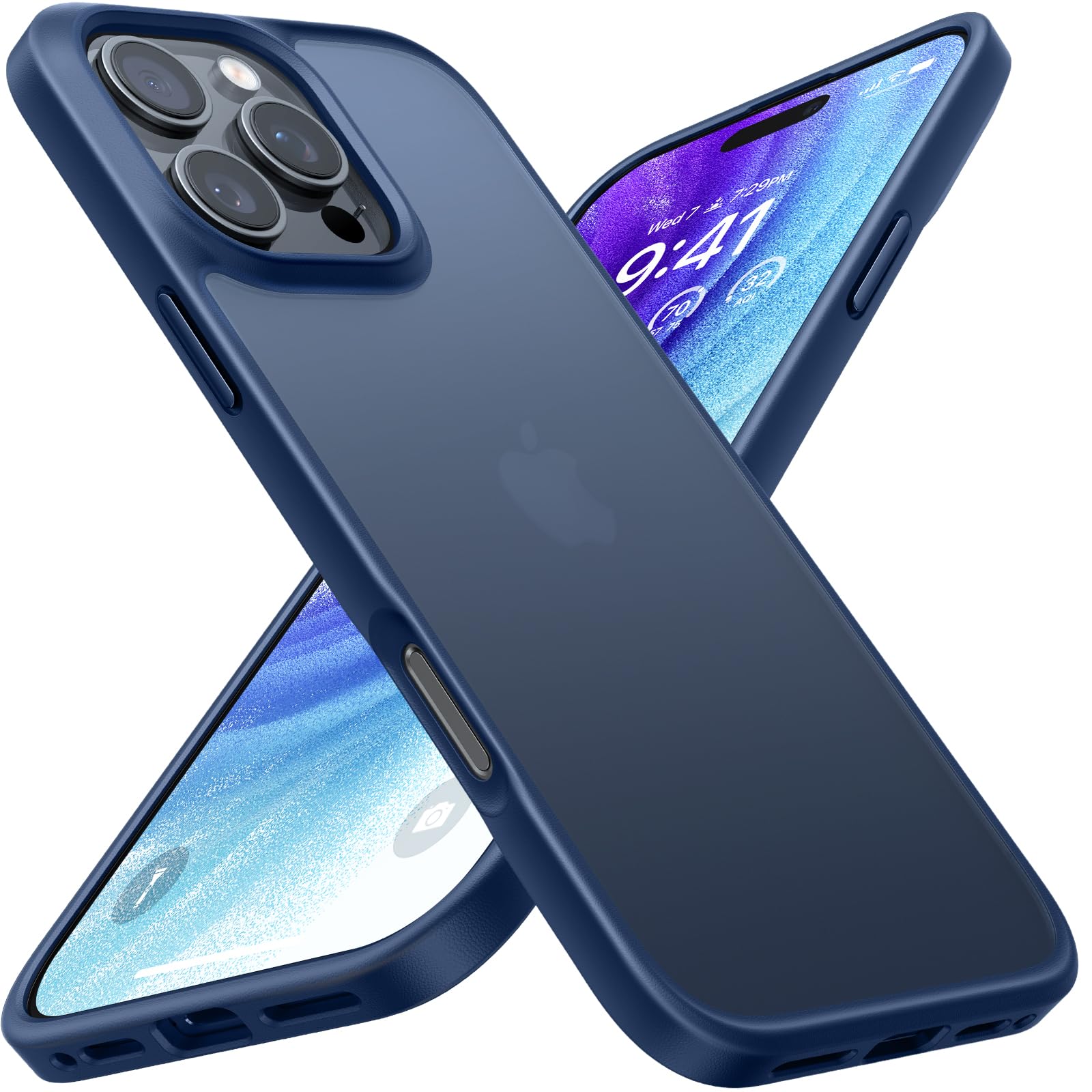 Buy now TORRAS Tough Shockproof for iPhone 13 Pro Case, [Military-Grade Drop Tested] Ultra-Durable Matte Hard PC Back with Soft Silicone Edge Slim Protective for iPhone 13 Pro Phone Case,Translucent Black iPhone 16 Pro Max 6.9'' Blue at indiglob india