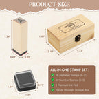 Letter Stamps 36 Pcs with Wooden Storage Box, Premium Alphabet Stamps Set for Crafting, Essential Rubber Letter Stamp Kit for Clay, DIY Cards & Scrapbooking
