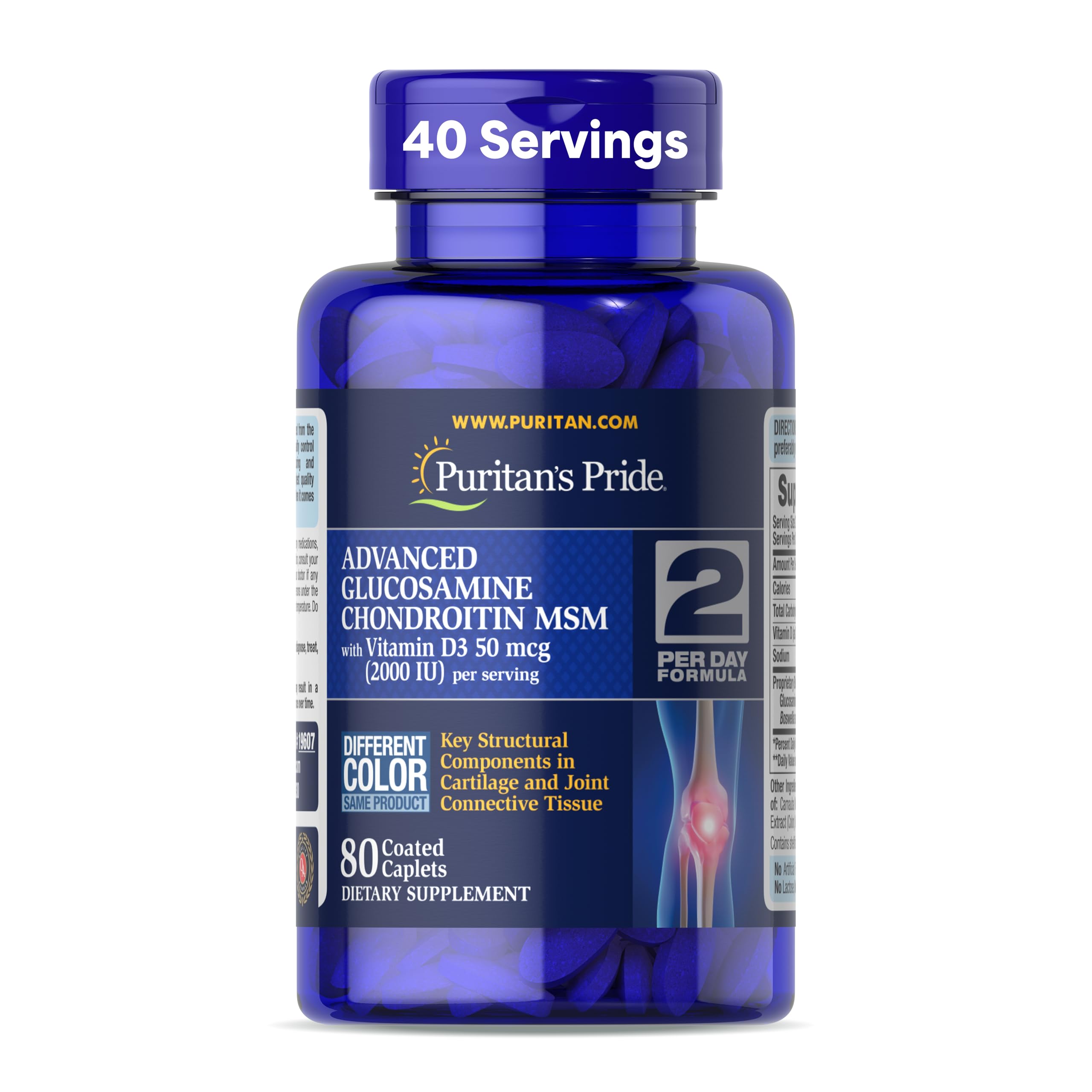 Puritan's Pride Advanced Glucosamine Chondroitin MSM with Vitamin D3 50mcg