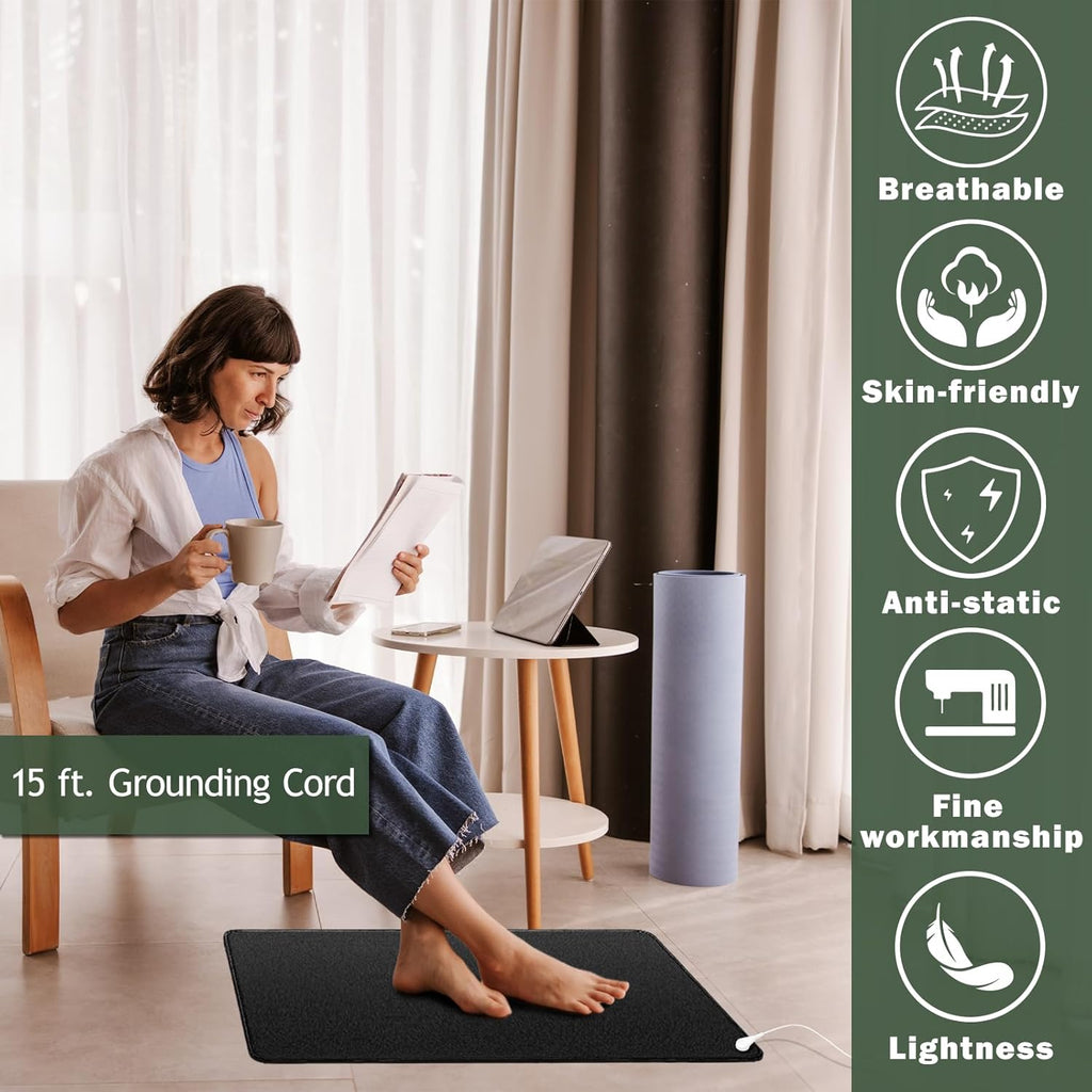 Buy now Reconnect to The Earth EMF Recovery Mat, 35.4x23.6 inches, Universal Grounding Sleep & Yoga Mat, Improves Energy, Sleep Assist, Helps with Anxiety - BLACK at indiglob india