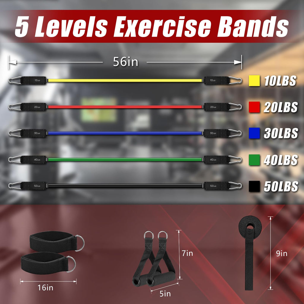 Resistance Bands with Handles, 5-Level Exercise Bands with Handles