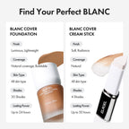 ELROEL Blanc Cover Cream Stick V White - Korean Foundation (#200 Fair) | Medium To Full Coverage, Dewy Finish, Color-Changing Foundation Stick with Volufiline, Dual-Ended, Built-In Detachable Brush