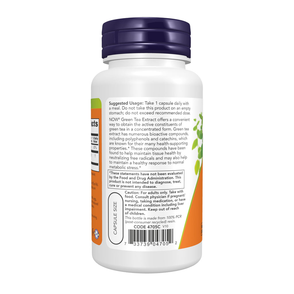 NOW Foods Supplements, Green Tea Extract 400 mg with Vitamin C, Cellular Protection*, 100 Veg Capsules