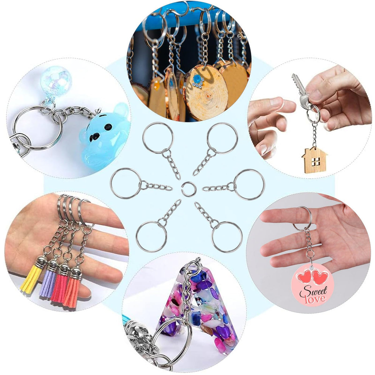 120PCS Keychain Making Supplies, 60PCS Key Chain Rings with Chain and 60PCS Jump Rings, Keychains Bulk Rings Making Kit for Crafts
