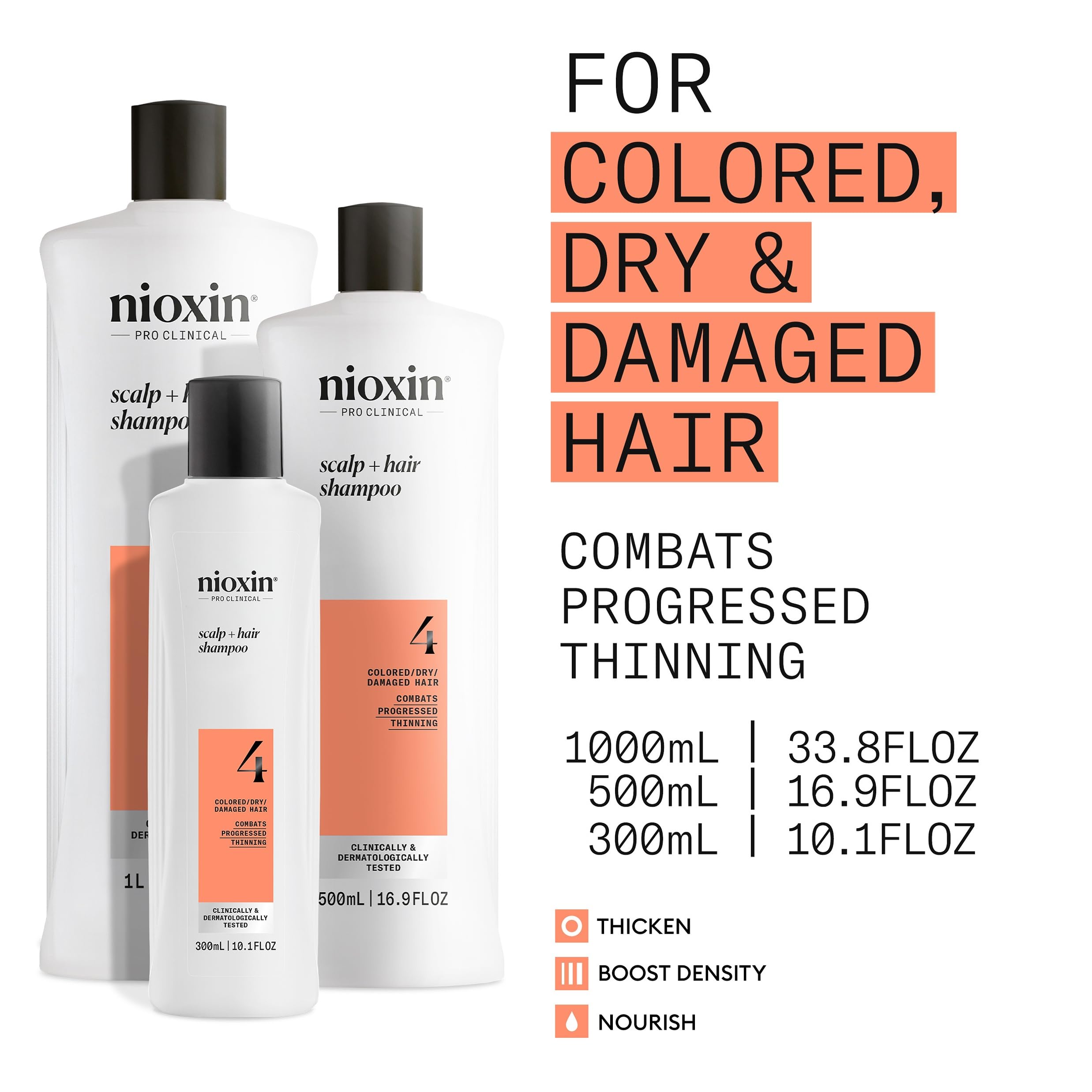 NIOXIN System 4 | Scalp Care | Thickening Shampoo | Colored Damaged Hair | Scalp Health |For Colored, Dry, & Damaged Hair with Progressed Thinning | Maintain Vibrant Color | Cleanse & Boost Hair