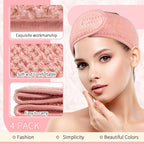 Buy now Whaline 4 Pack Spa Facial Headband Makeup Hair Wrap Adjustable Hair Band Soft Towel Head Band for Face Washing, Shower Sports Yoga (Pea Green, Pink, Beige, Light Gray) at indiglob india