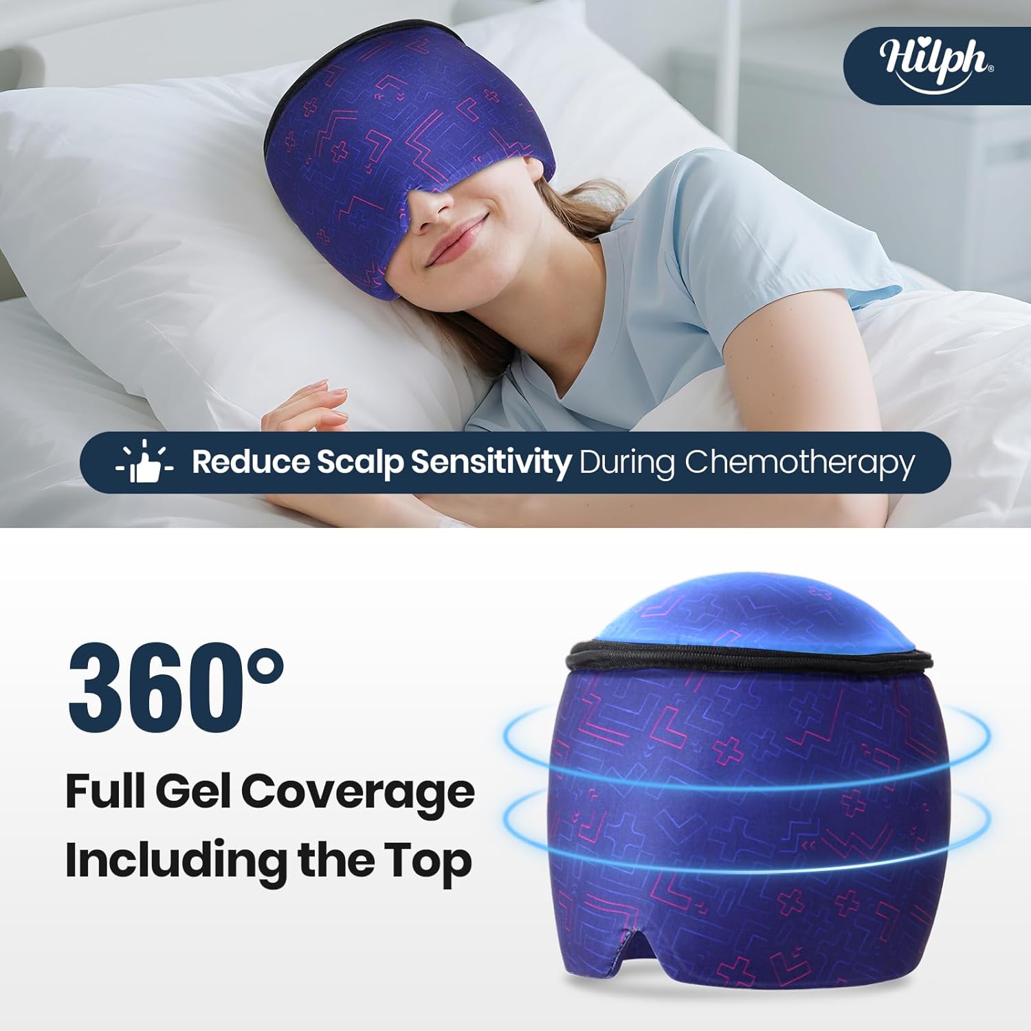 Buy now Hilph Cold Cap for Chemotherapy Patients, Stress Relief Hat, Ice Caps for Chemo with Top Coverage, Cold Hats for Head Discomfort, Adjustable Migraine Headache Relief Ice Pack for Women and Men, Blue at indiglob india
