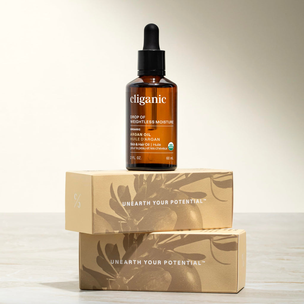 Cliganic Organic Argan Oil, 100% Pure - for Hair, Face & Skin | Cold Pressed Carrier Oil, 2 oz