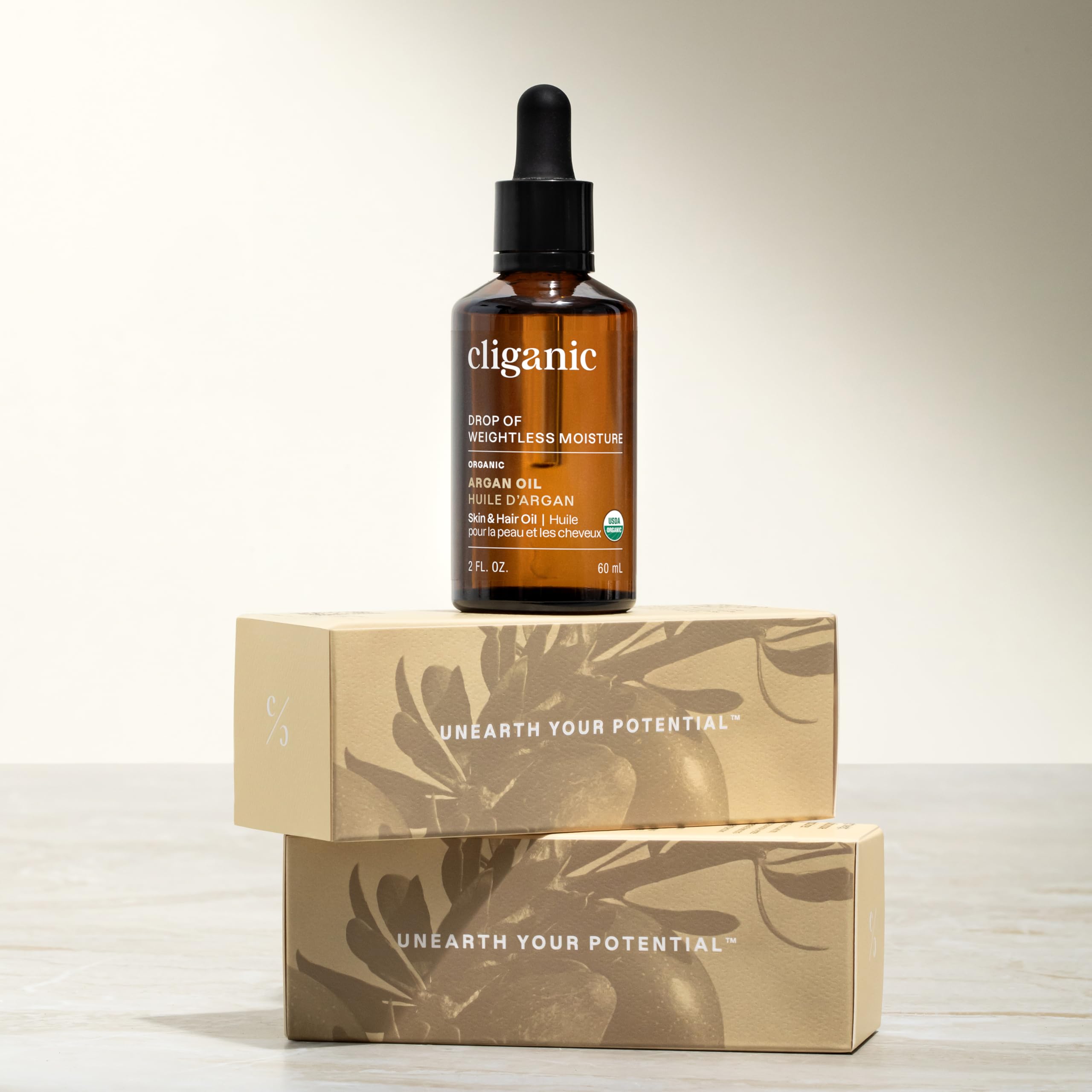 Cliganic Organic Argan Oil, 100% Pure - for Hair, Face & Skin | Cold Pressed Carrier Oil, 2 oz